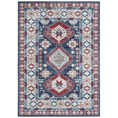 Safavieh 5 ft. 3 in. x 7 ft. 6 in. Kazak 100 Rectangle Rug - Navy & Red KZK119R-5